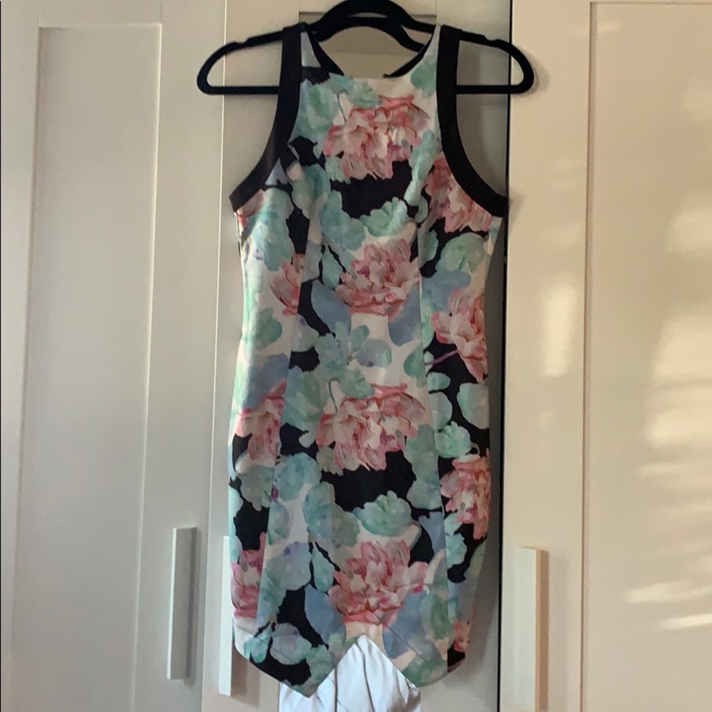 LF floral dress, v cut in front, silky material